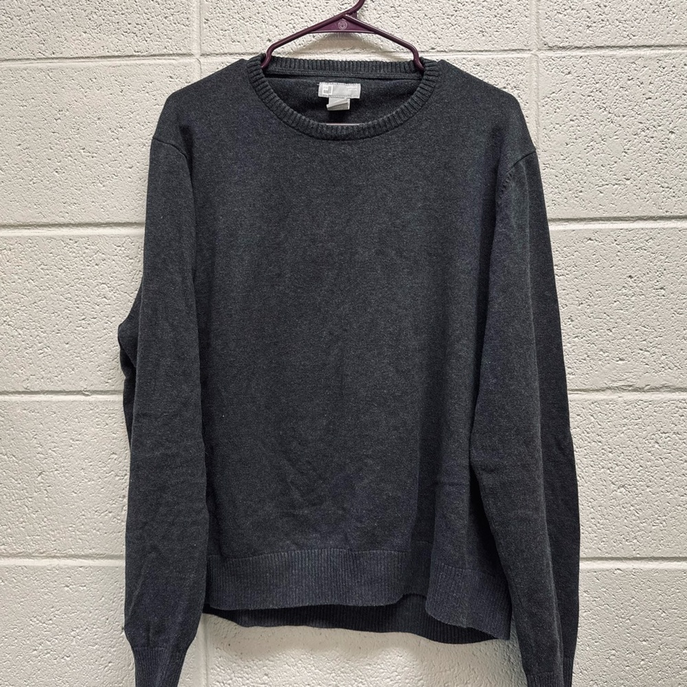 Men’s Charcoal Gray‎ Crewneck Sweater 100% Combed Cotton XXL Classic Pullover